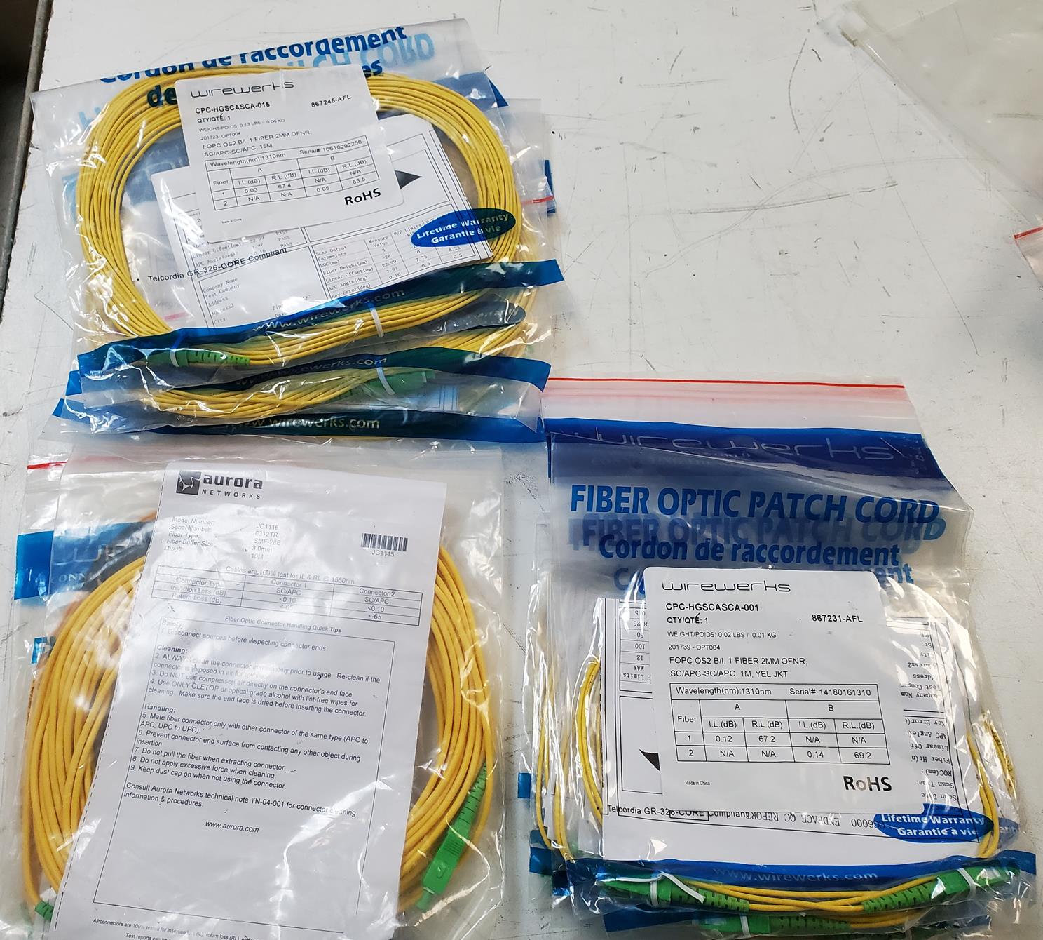 AccuSource SC/APC patchcord mixed lot for sale